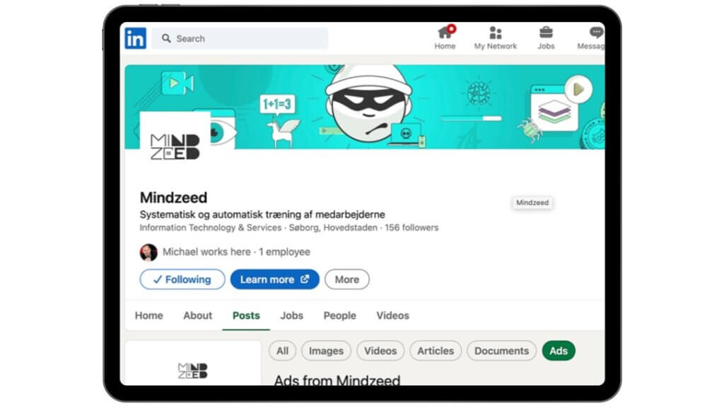 Besøg den den enkelte virksomheds LinkedIn side for at finde deres reklamer.